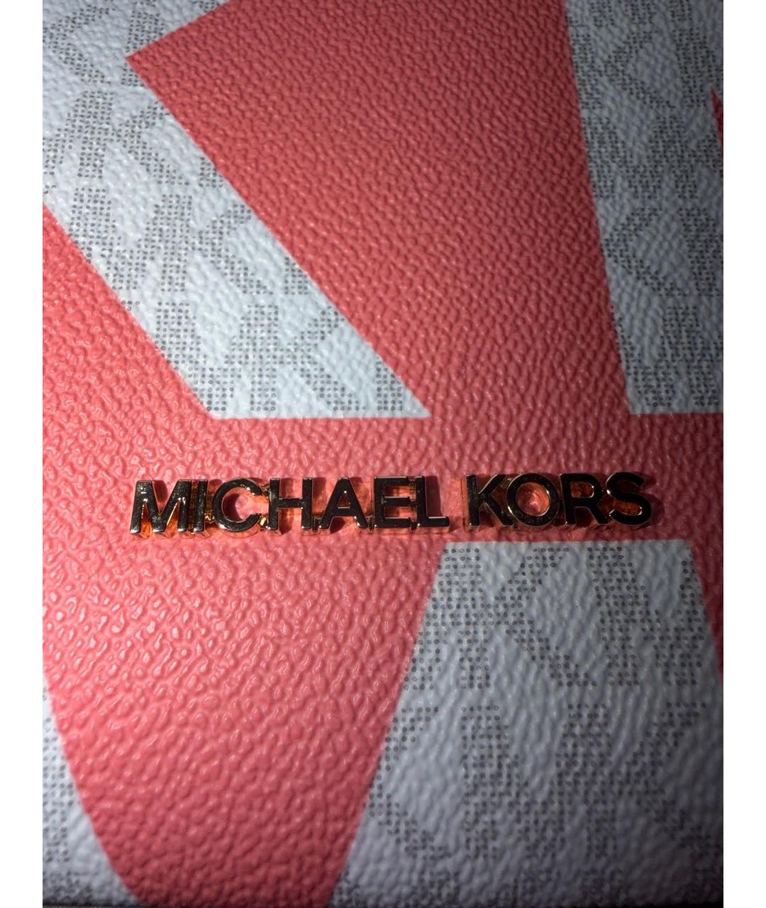 MICHAEL KORS Коралловая кожаная сумка с короткими ручками, фото 6