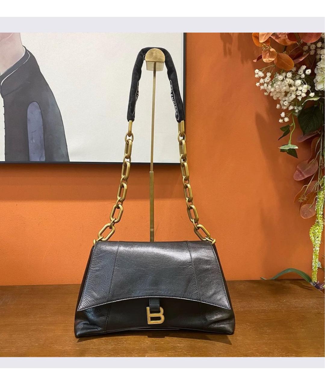 BALENCIAGA Черная кожаная сумка через плечо, фото 4