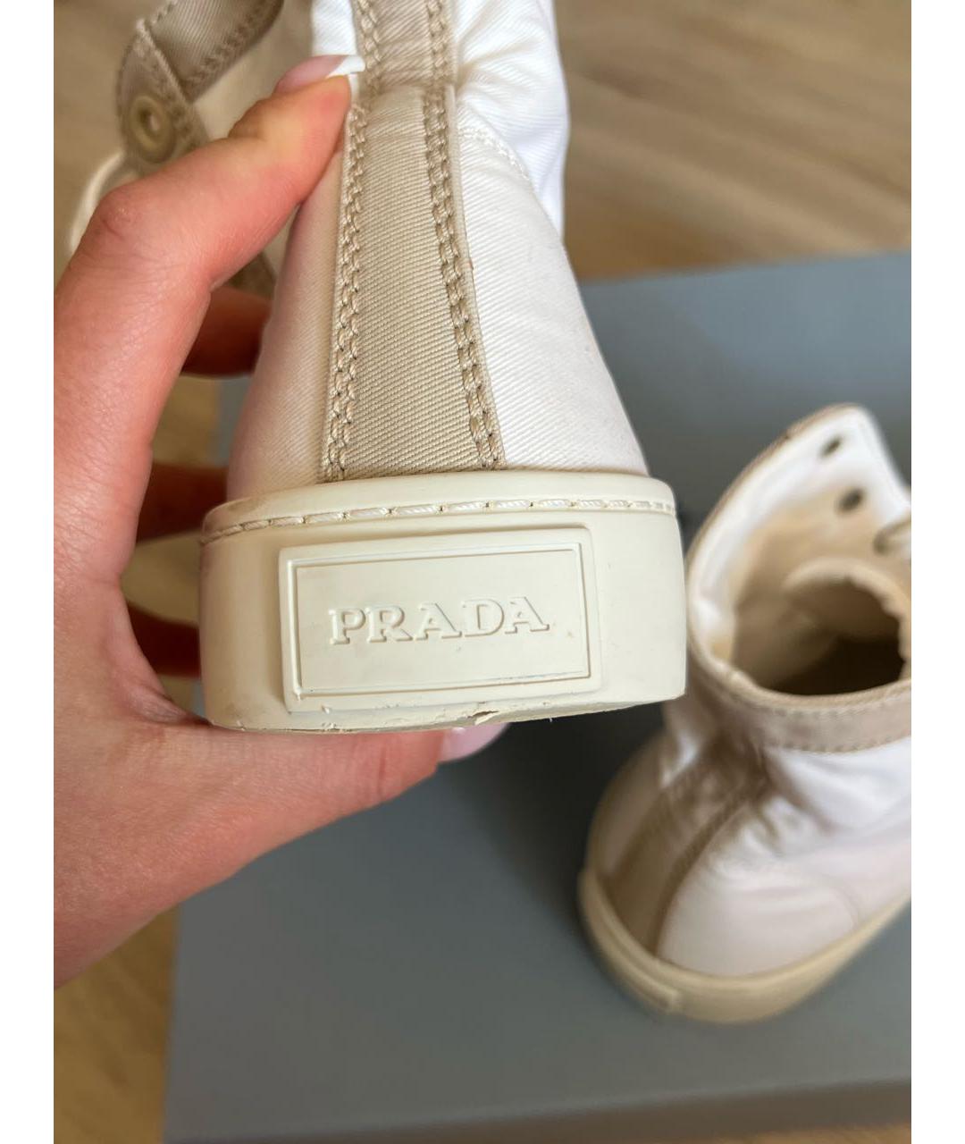 PRADA Бежевые текстильные кеды, фото 7