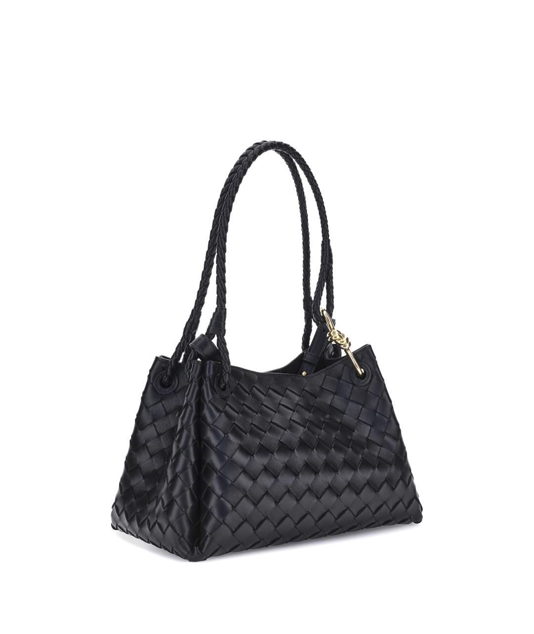 BOTTEGA VENETA Черная кожаная сумка через плечо, фото 2