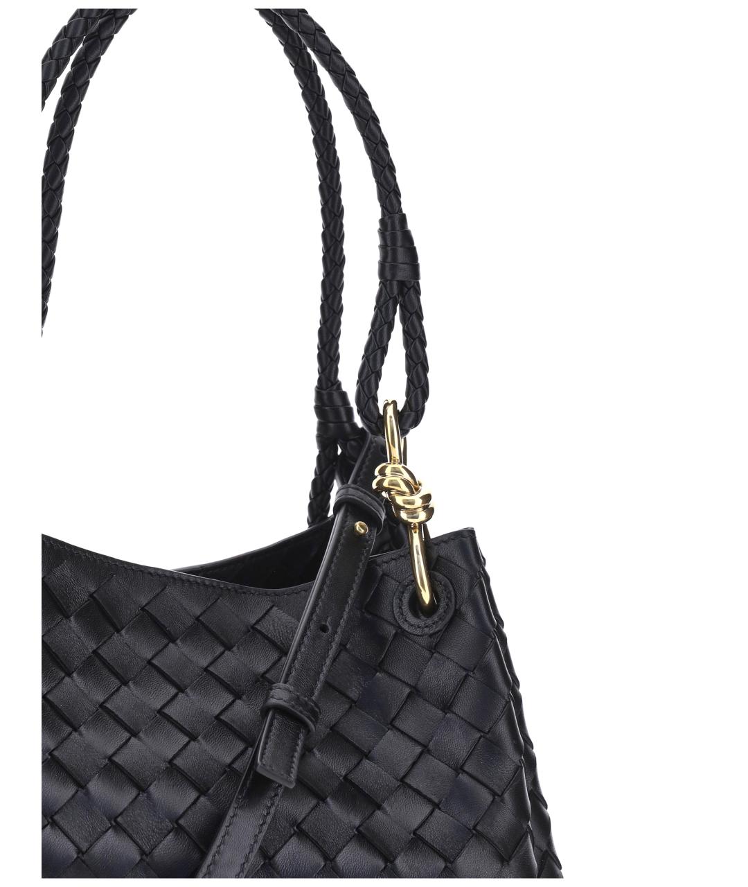 BOTTEGA VENETA Черная кожаная сумка через плечо, фото 4