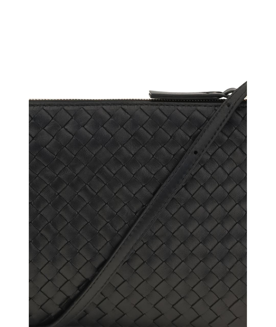 BOTTEGA VENETA Черная кожаная сумка через плечо, фото 4
