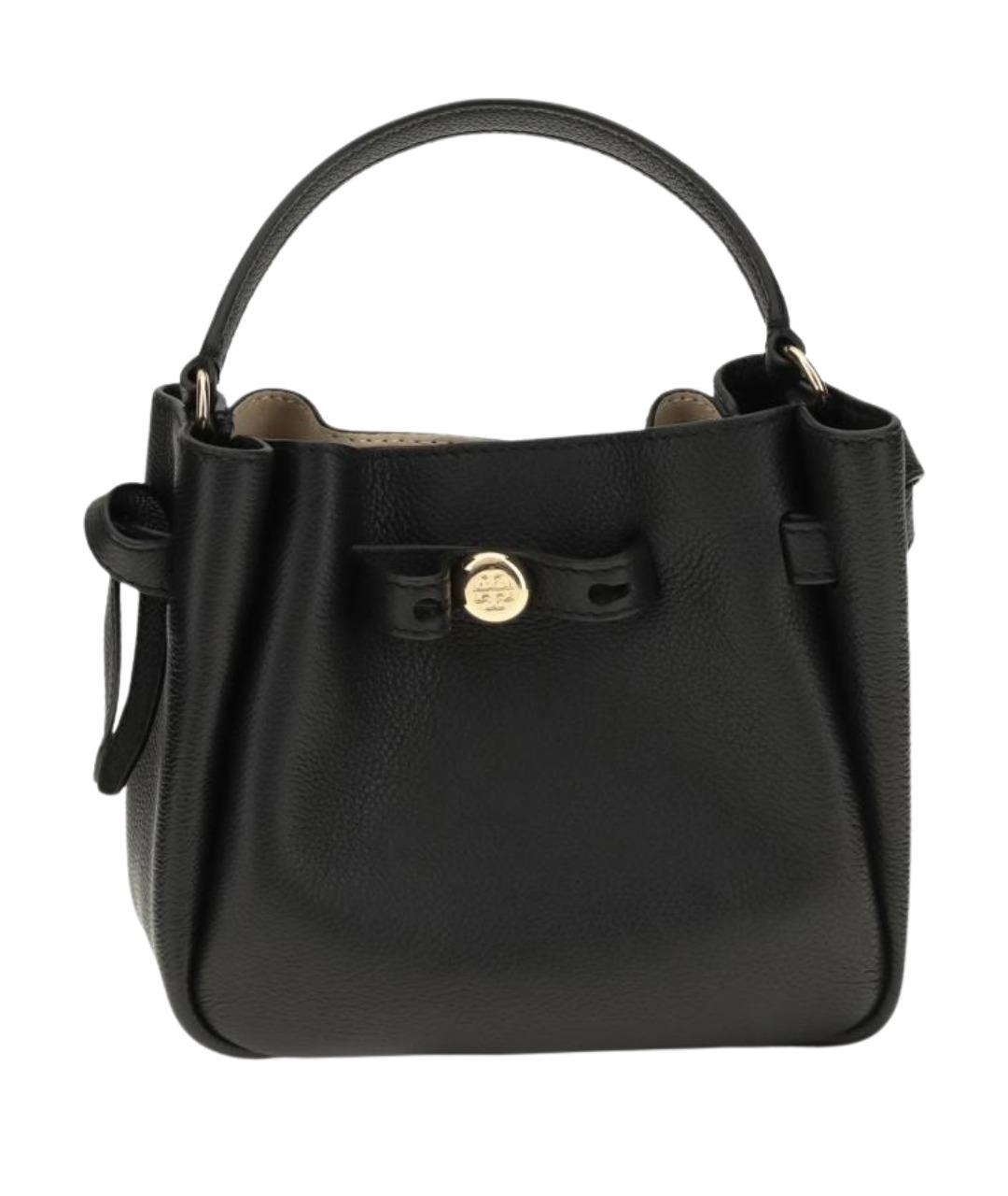 TORY BURCH Черная кожаная сумка с короткими ручками, фото 1