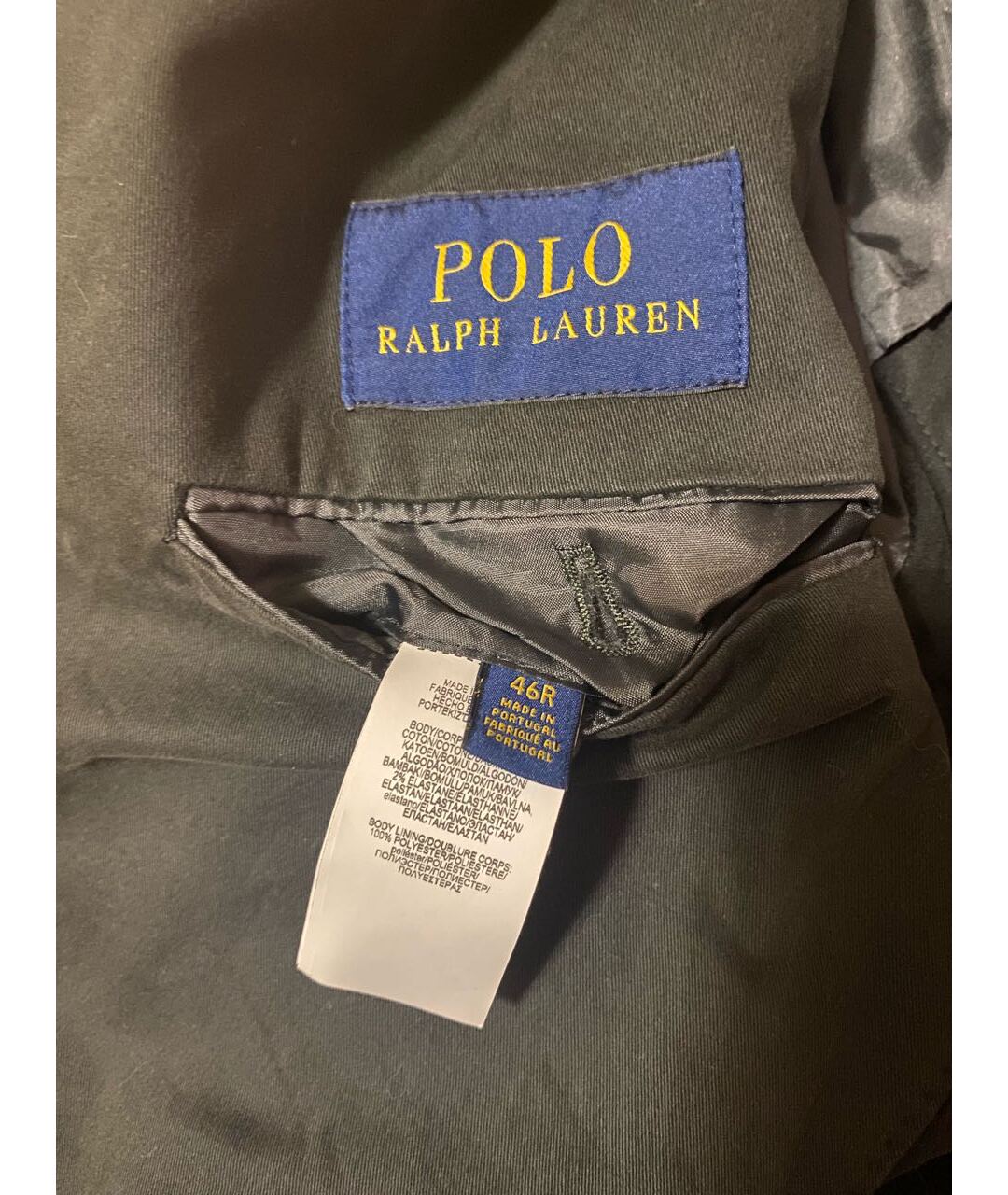 POLO RALPH LAUREN Антрацитовый хлопко-эластановый пиджак, фото 4