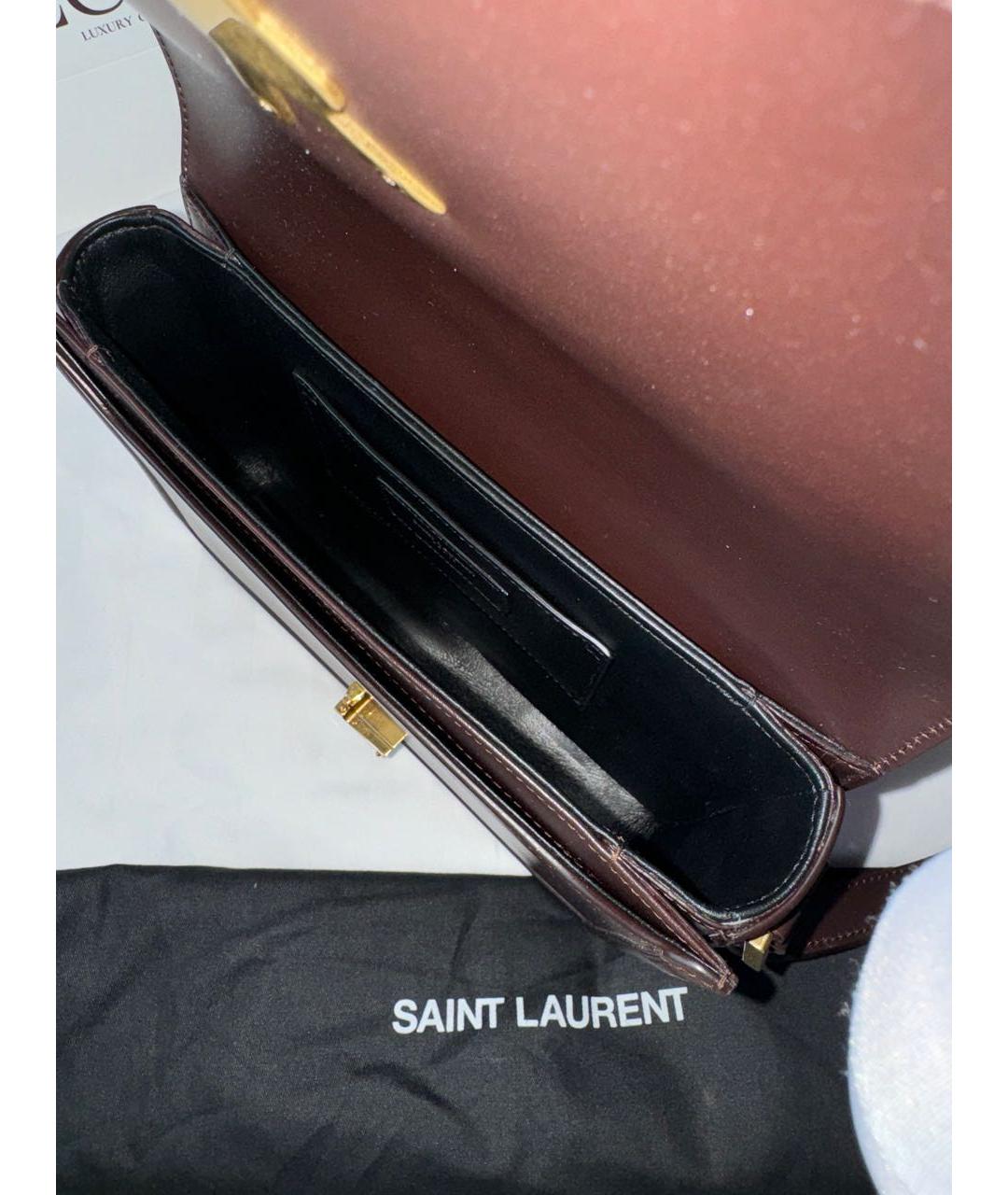 SAINT LAURENT Коричневая кожаная сумка через плечо, фото 7