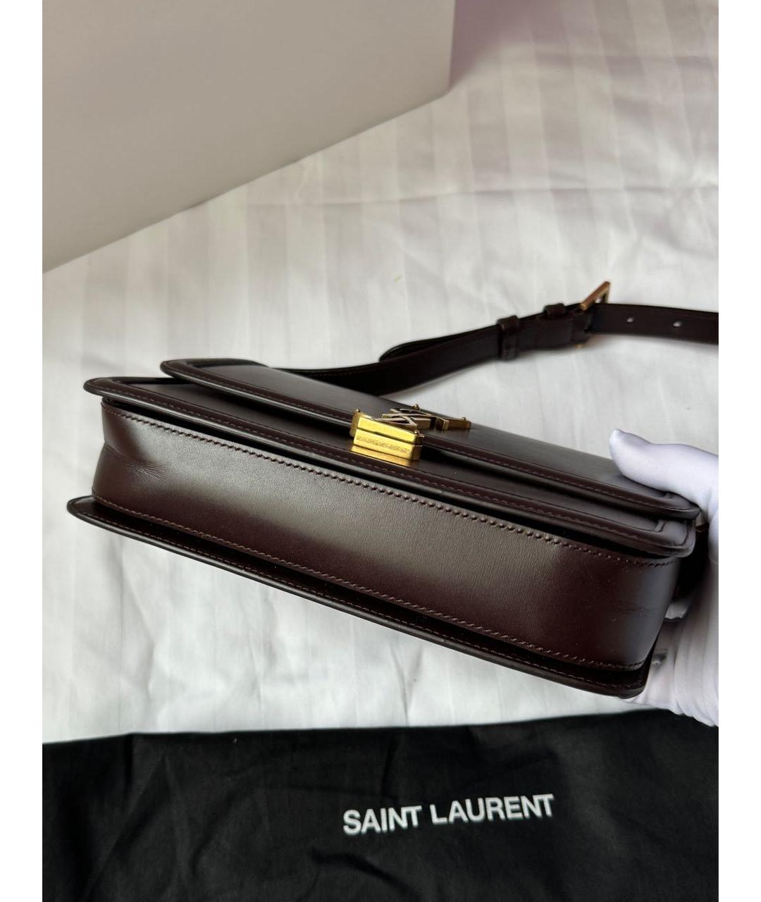SAINT LAURENT Коричневая кожаная сумка через плечо, фото 5