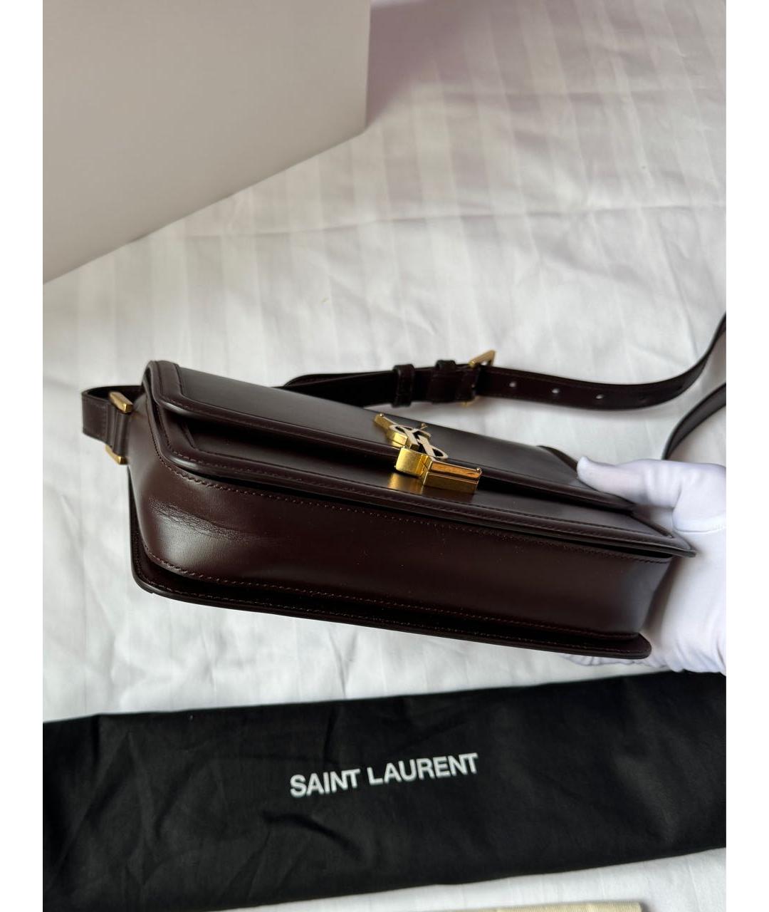 SAINT LAURENT Коричневая кожаная сумка через плечо, фото 3