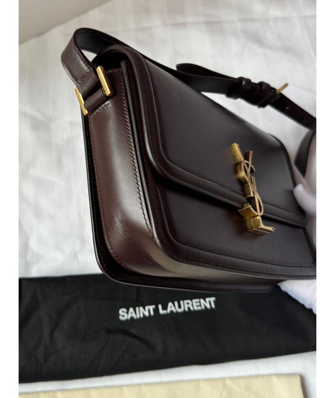 SAINT LAURENT Коричневая кожаная сумка через плечо, фото 4