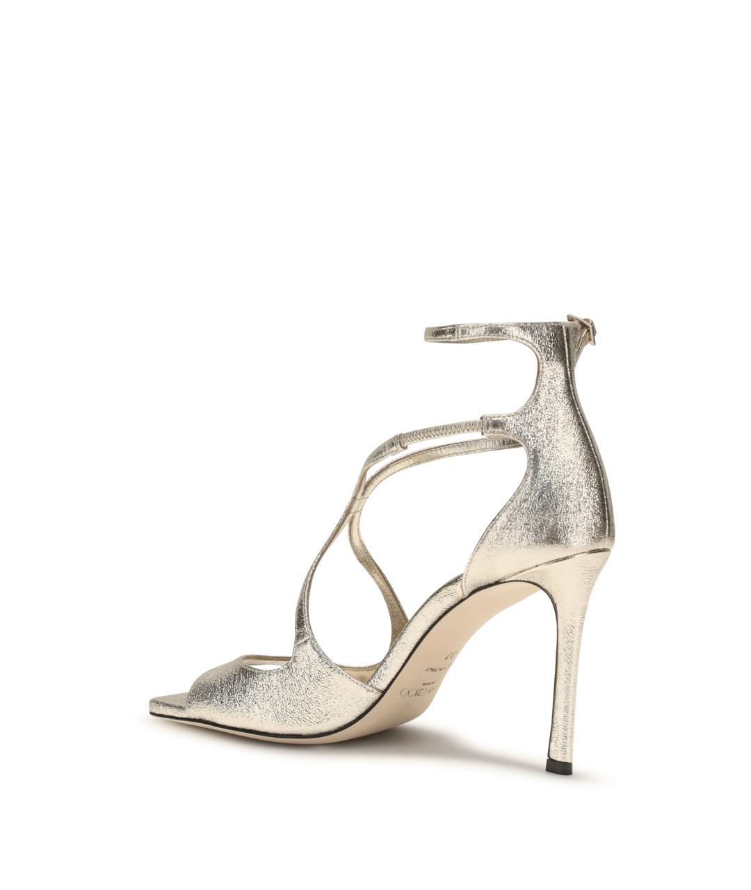 JIMMY CHOO Серебряные кожаные босоножки, фото 3