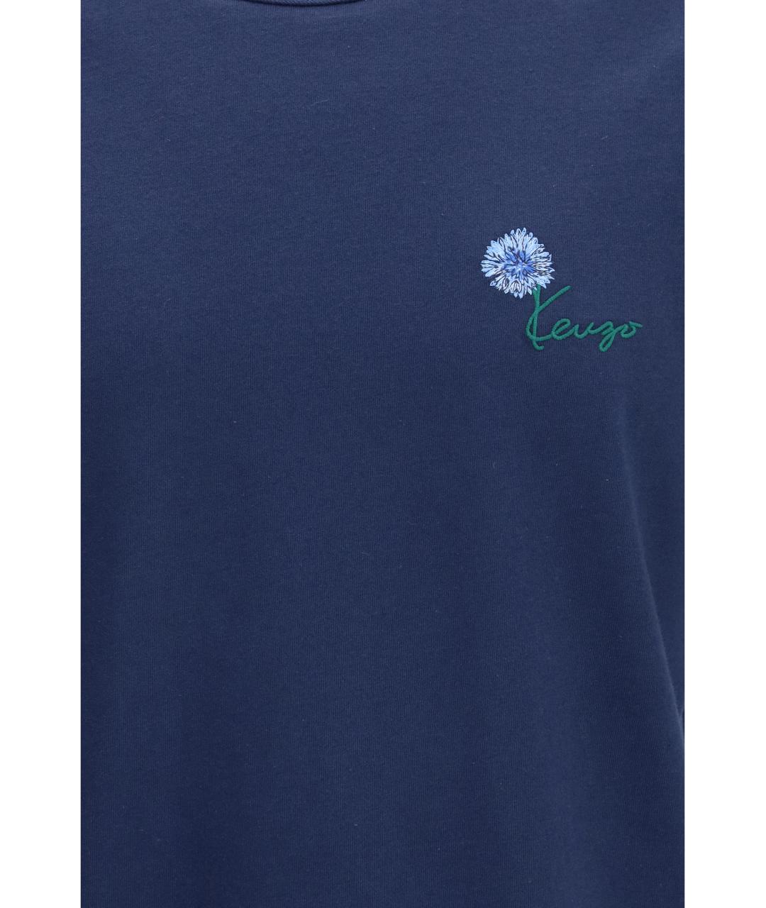 KENZO Синяя хлопковая футболка, фото 3