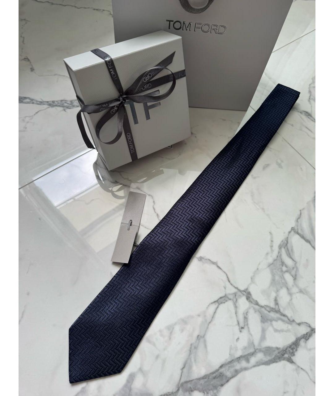 TOM FORD Темно-синий шелковый галстук, фото 2