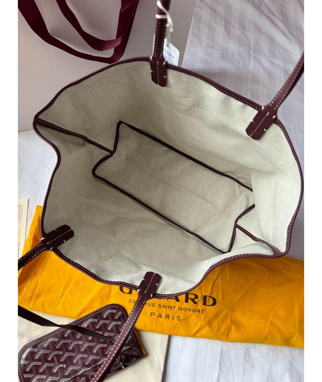 GOYARD Бордовая кожаная сумка тоут, фото 4