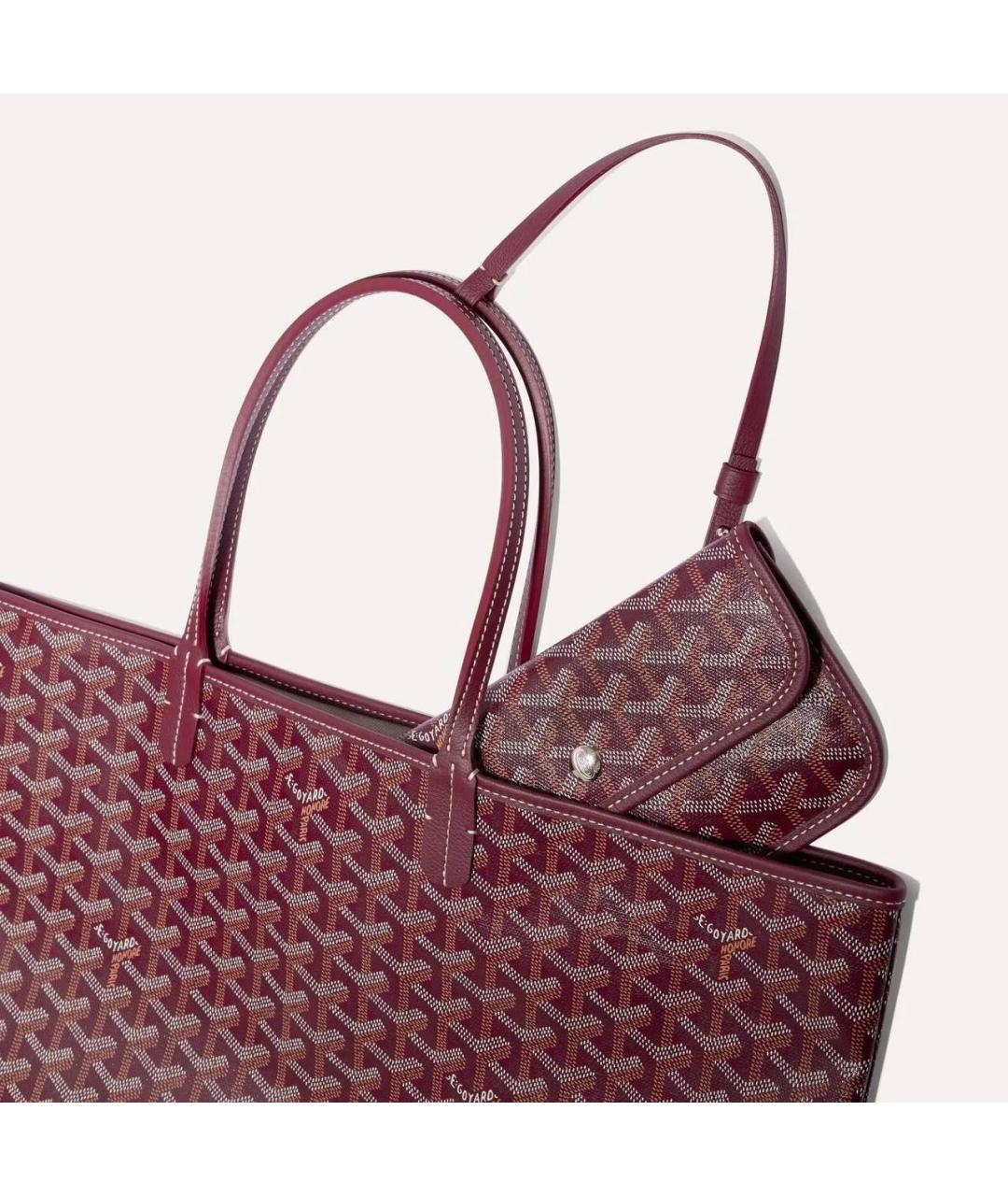GOYARD Бордовая кожаная сумка тоут, фото 8