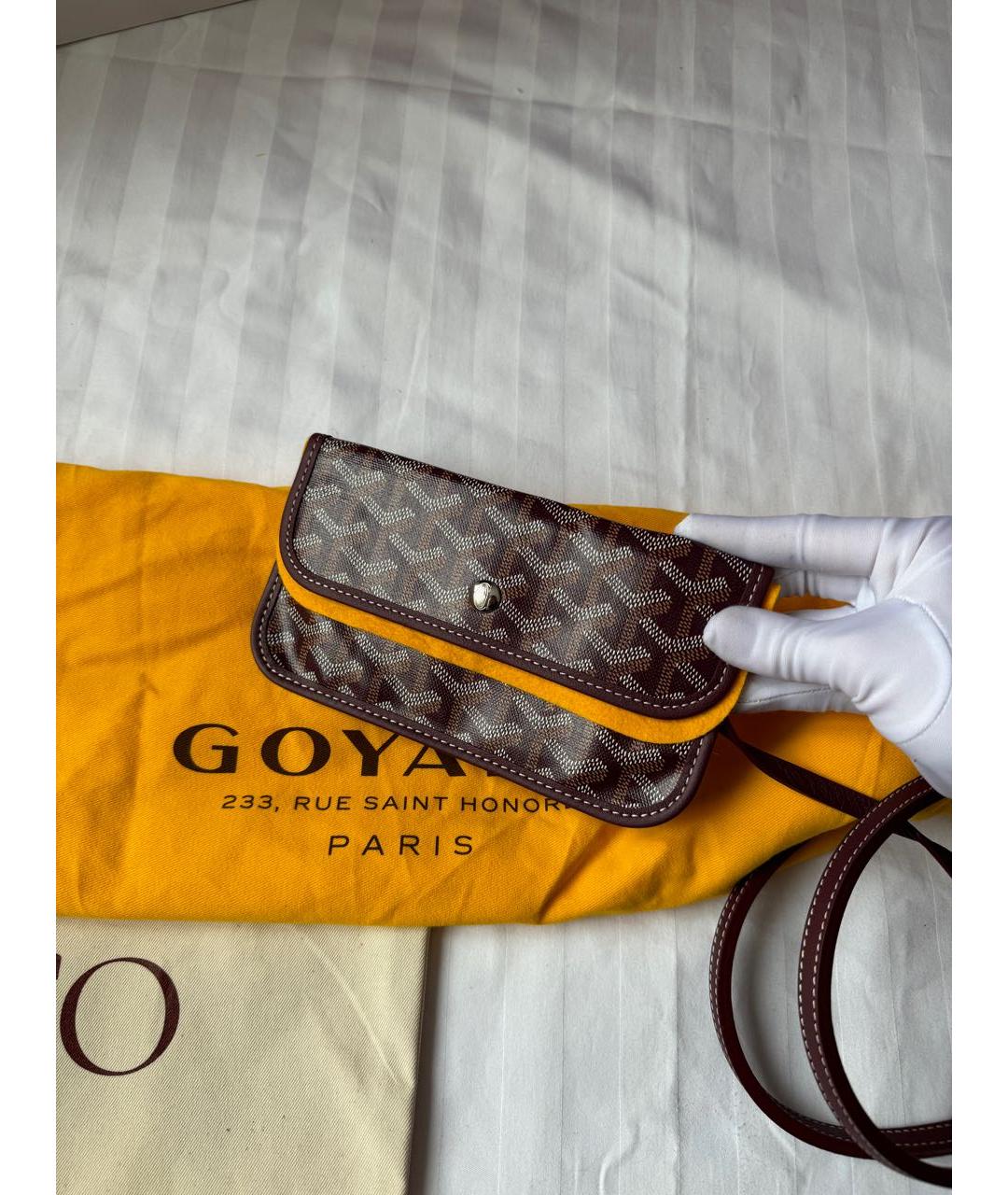 GOYARD Бордовая кожаная сумка тоут, фото 5
