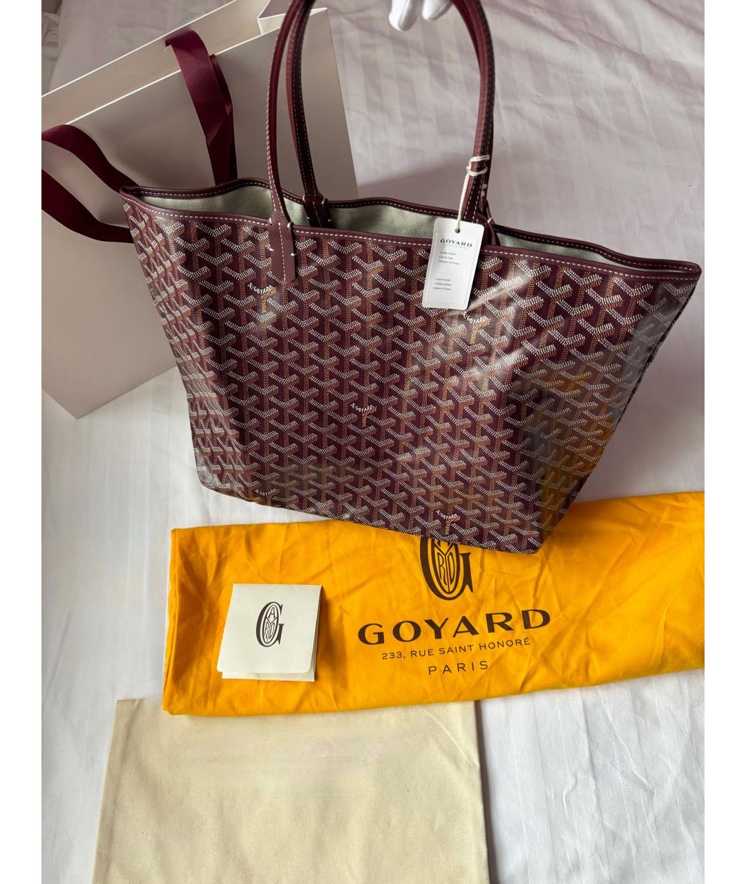 GOYARD Бордовая кожаная сумка тоут, фото 2