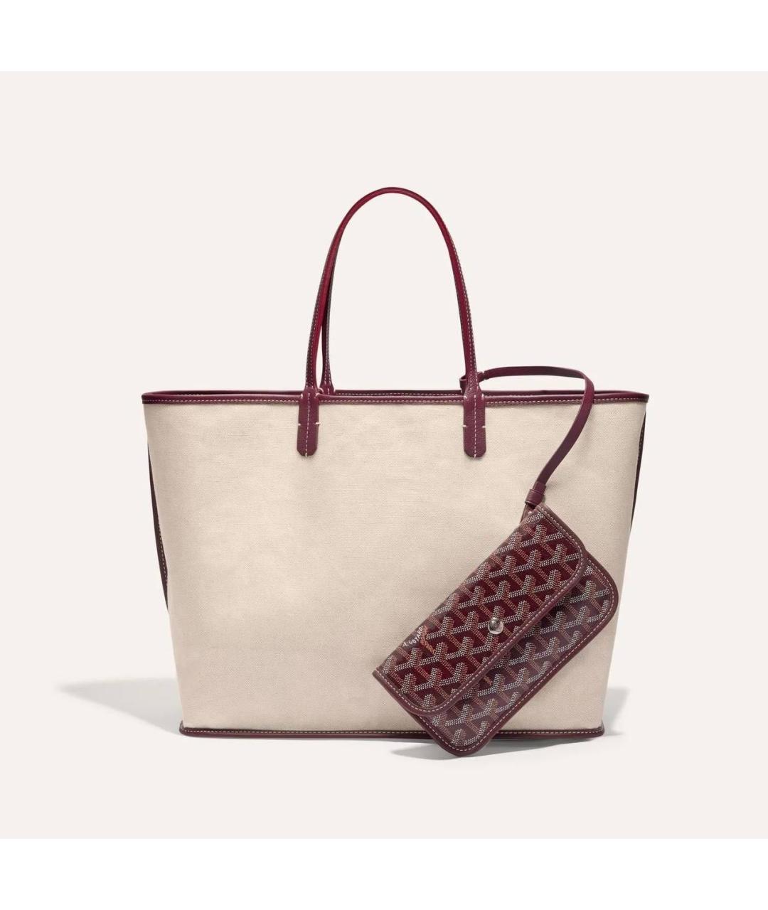 GOYARD Бордовая кожаная сумка тоут, фото 7