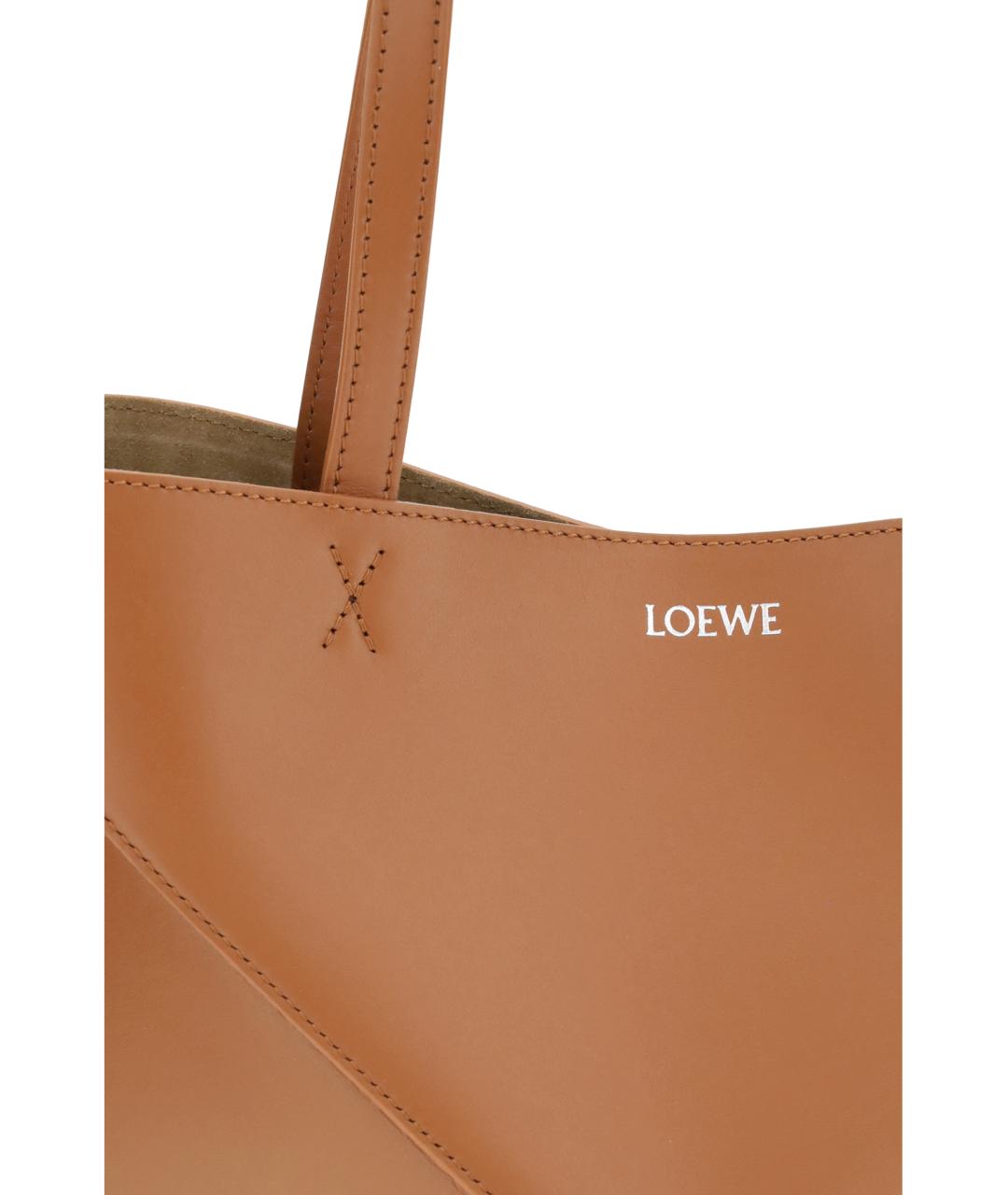 LOEWE Бежевая кожаная сумка тоут, фото 4