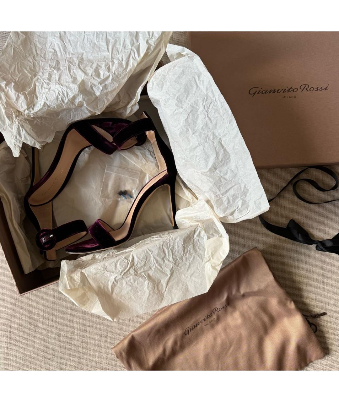 GIANVITO ROSSI Бордовые босоножки, фото 6
