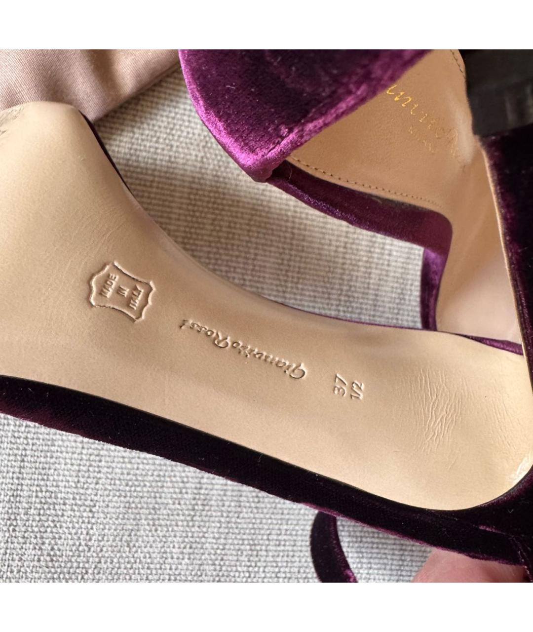 GIANVITO ROSSI Бордовые босоножки, фото 5