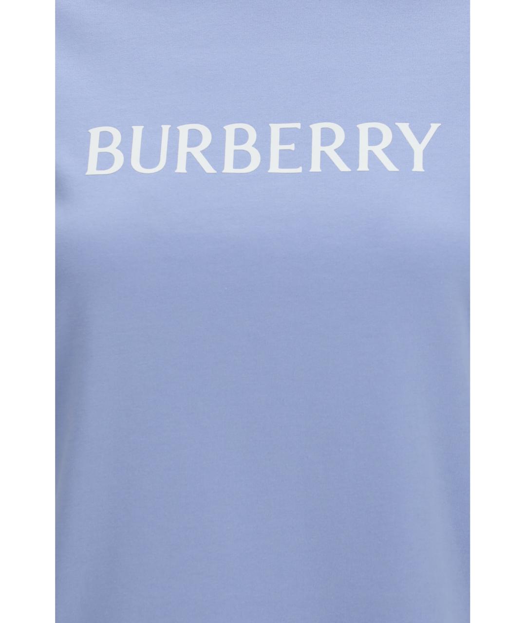 BURBERRY Синяя хлопковая футболка, фото 3