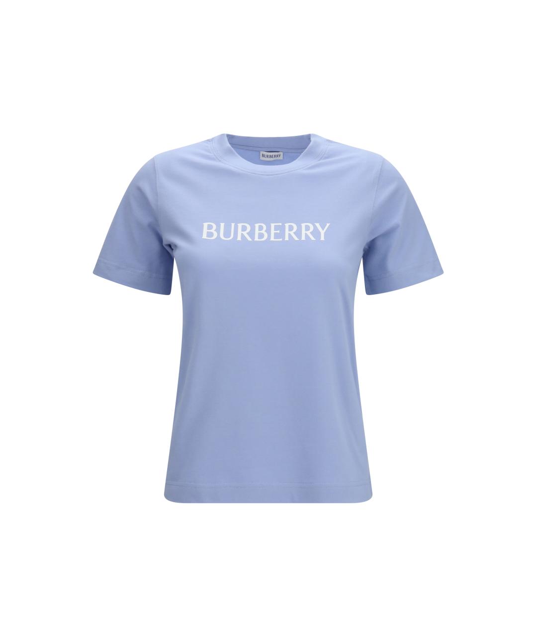 BURBERRY Синяя хлопковая футболка, фото 1