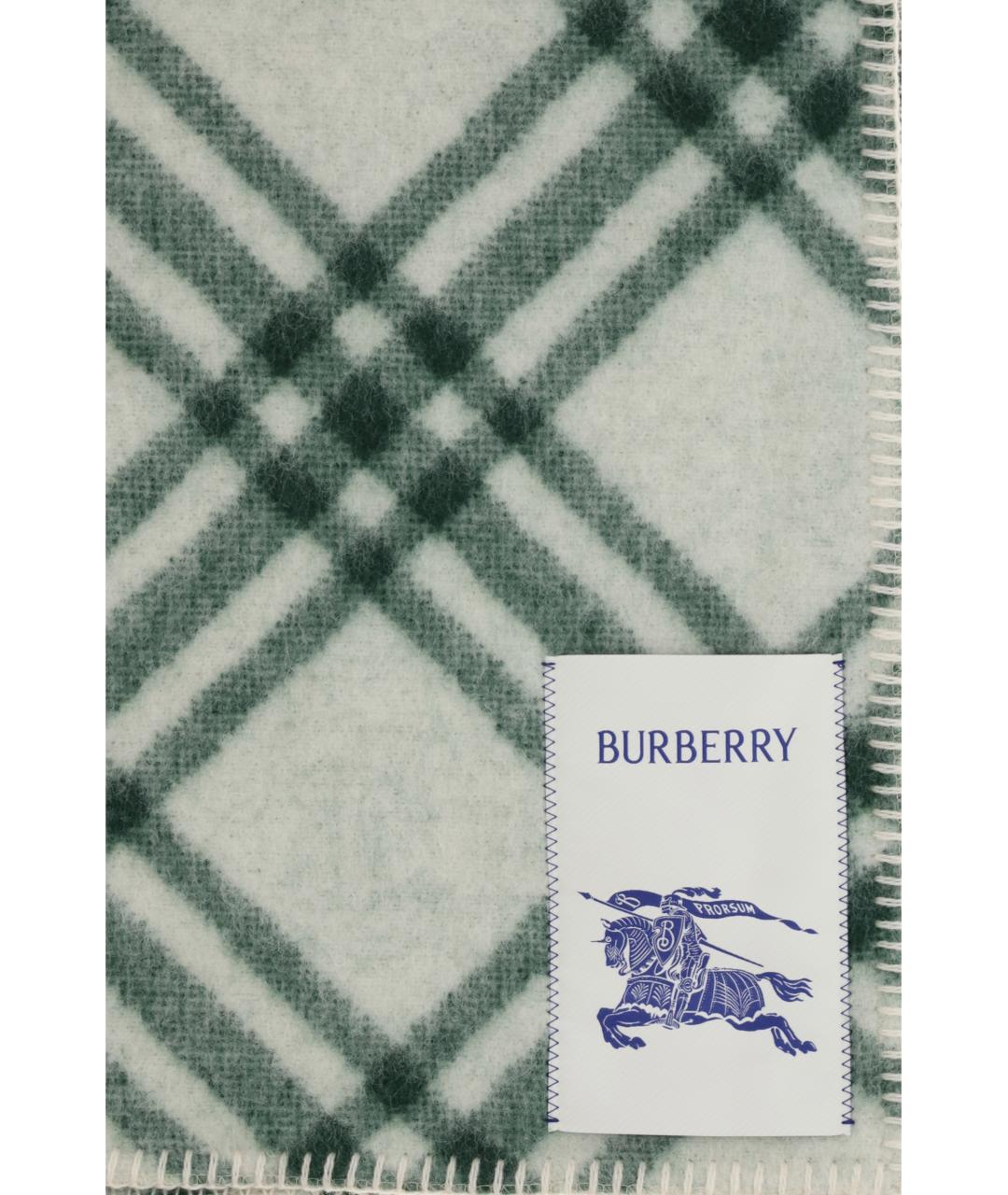 BURBERRY Зеленый шерстяной шарф, фото 3