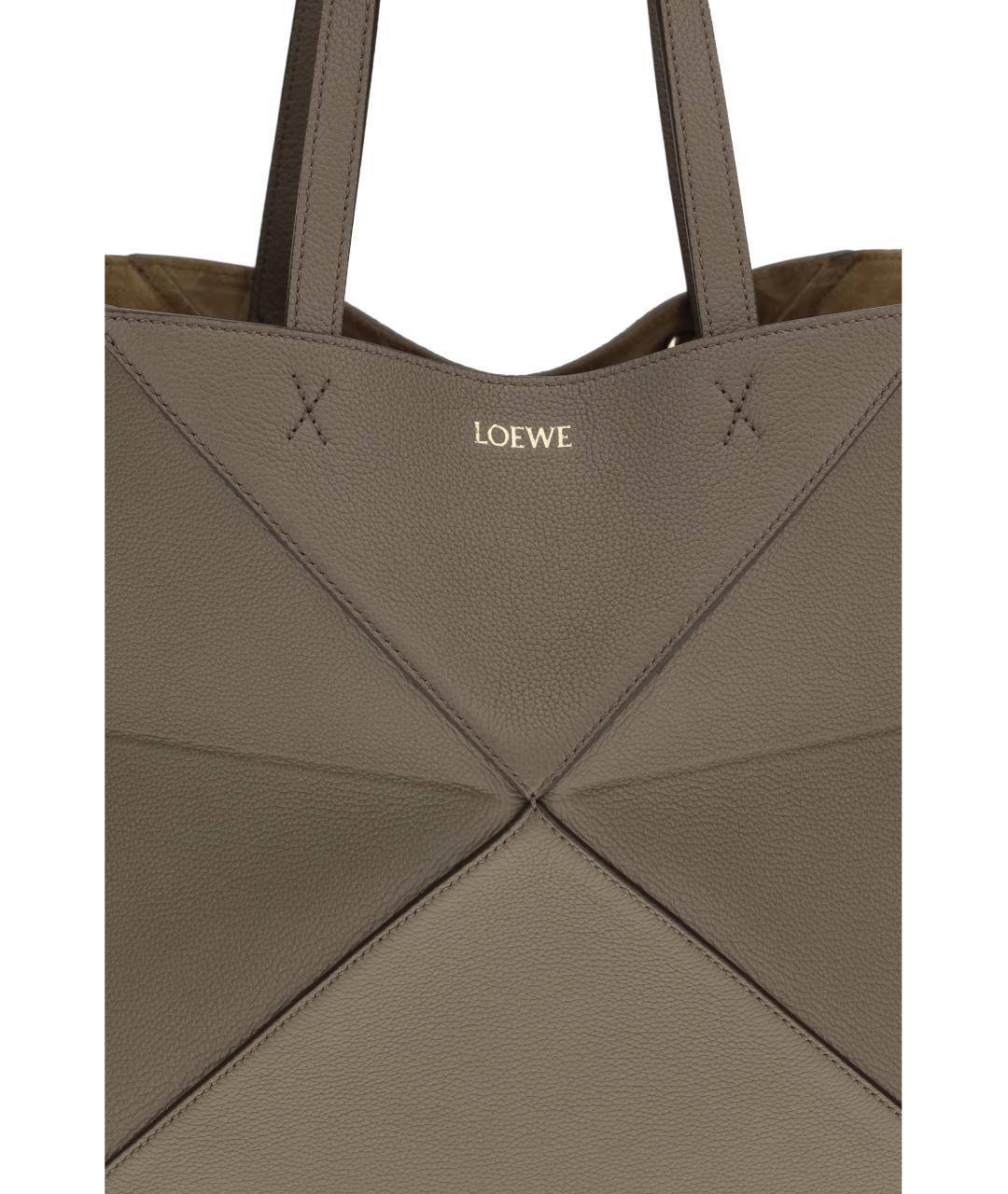 LOEWE Серая кожаная сумка тоут, фото 4