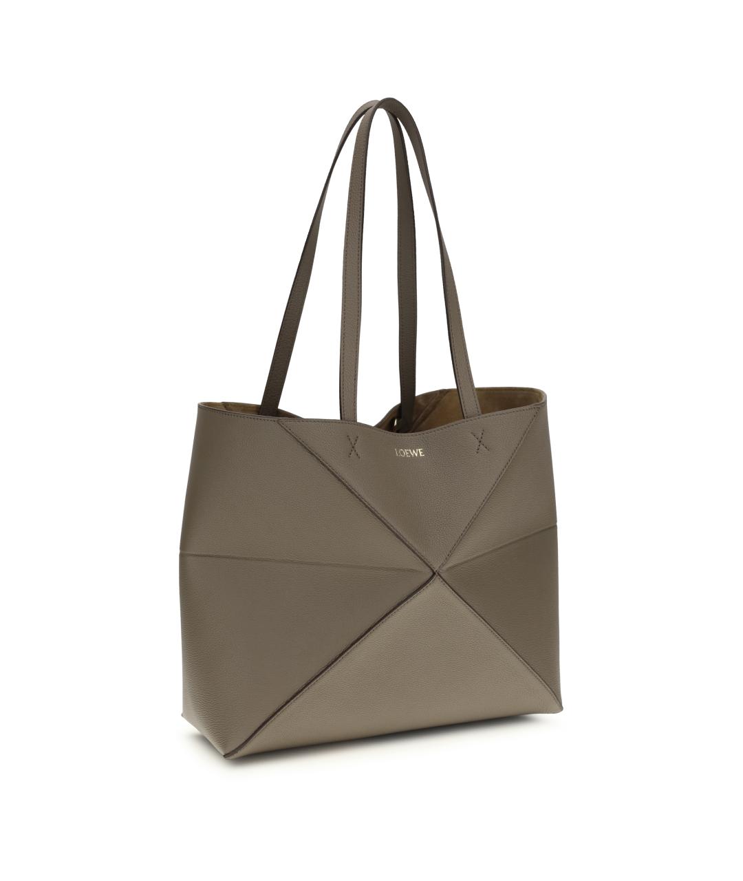 LOEWE Серая кожаная сумка тоут, фото 2