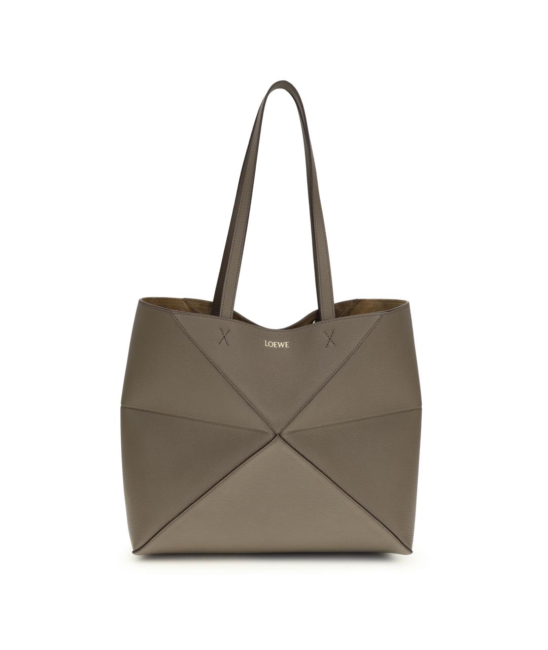 LOEWE Серая кожаная сумка тоут, фото 1