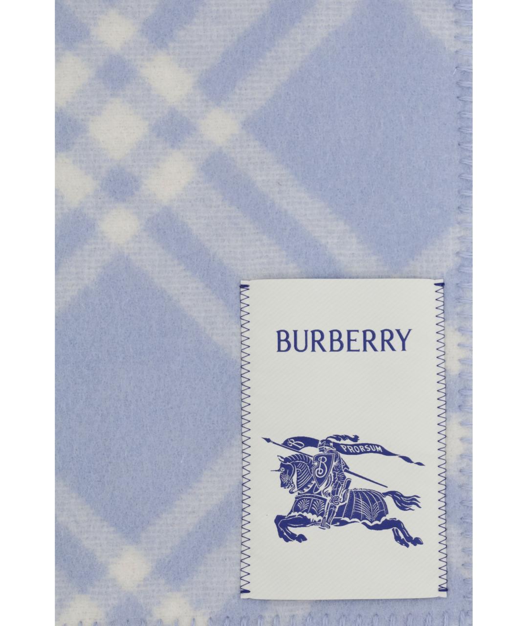 BURBERRY Голубой шерстяной шарф, фото 3