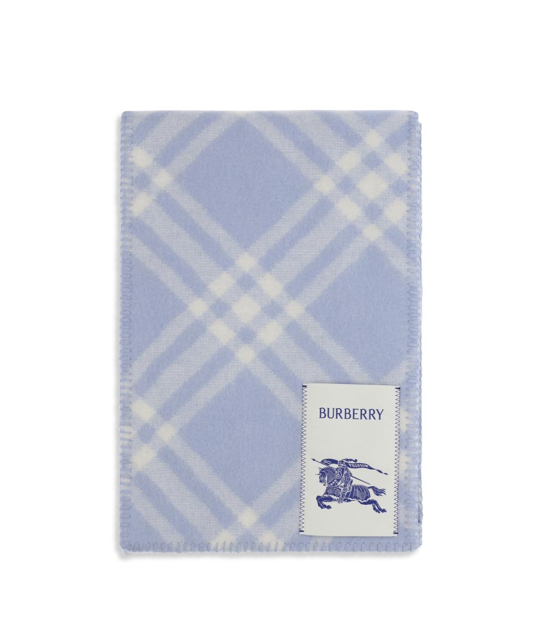 BURBERRY Голубой шерстяной шарф, фото 1