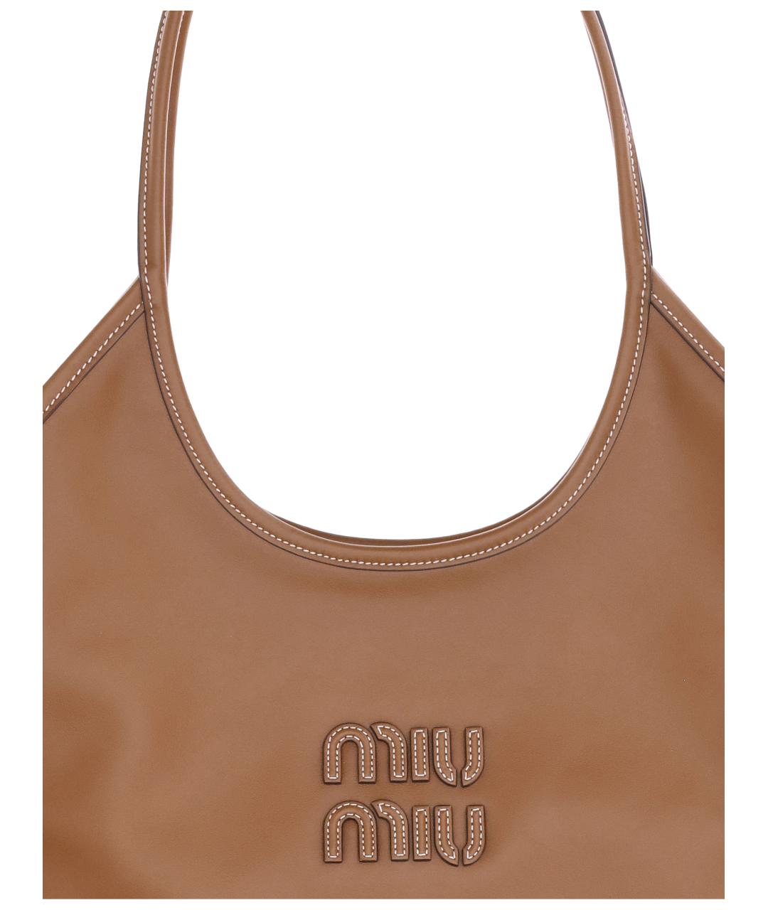 MIU MIU Коричневая кожаная сумка тоут, фото 3