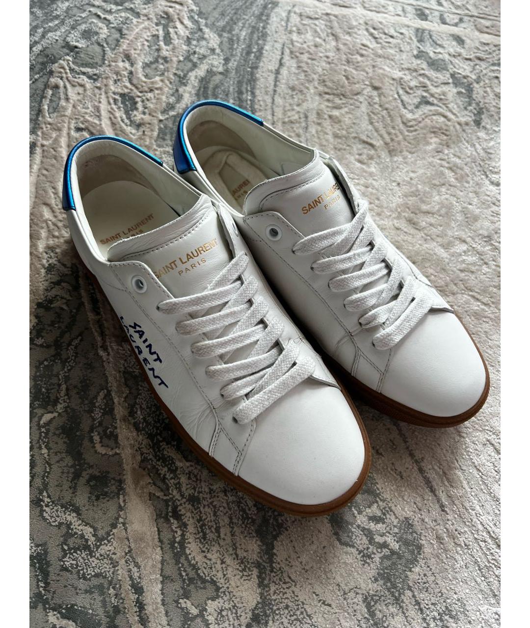 SAINT LAURENT Белые кожаные кеды, фото 2