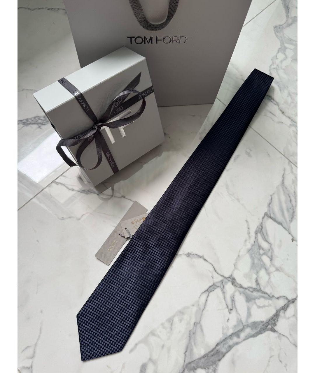 TOM FORD Темно-синий шелковый галстук, фото 2