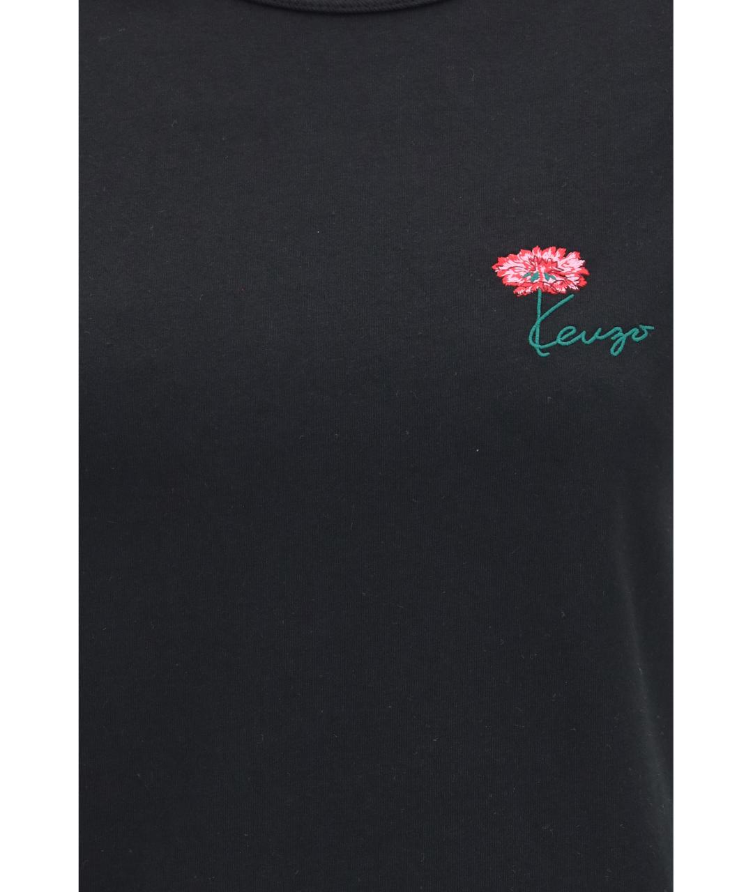 KENZO Черная хлопковая футболка, фото 3