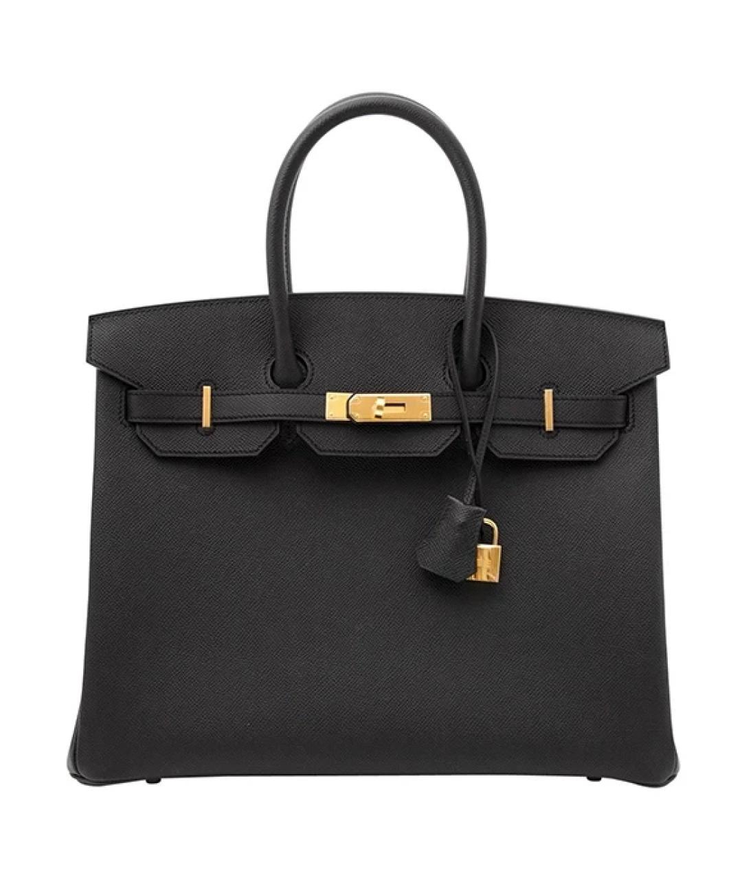 HERMES Черная кожаная сумка с короткими ручками, фото 8