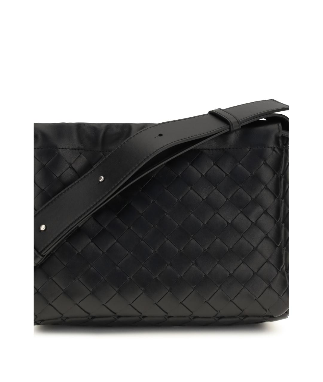 BOTTEGA VENETA Черная кожаная сумка на плечо, фото 4