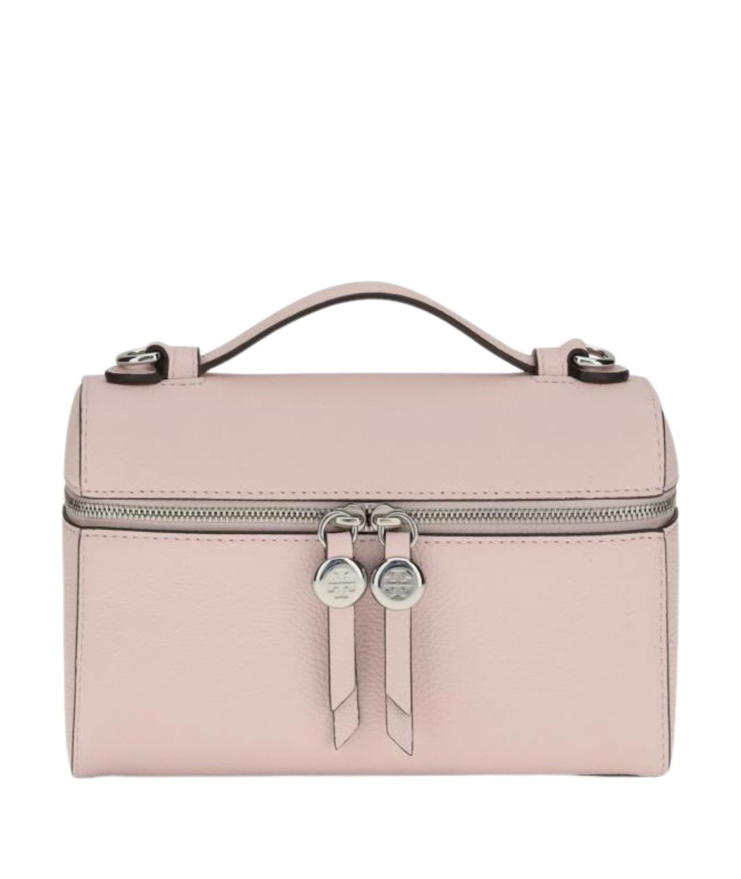 TORY BURCH Розовая кожаная сумка с короткими ручками, фото 1