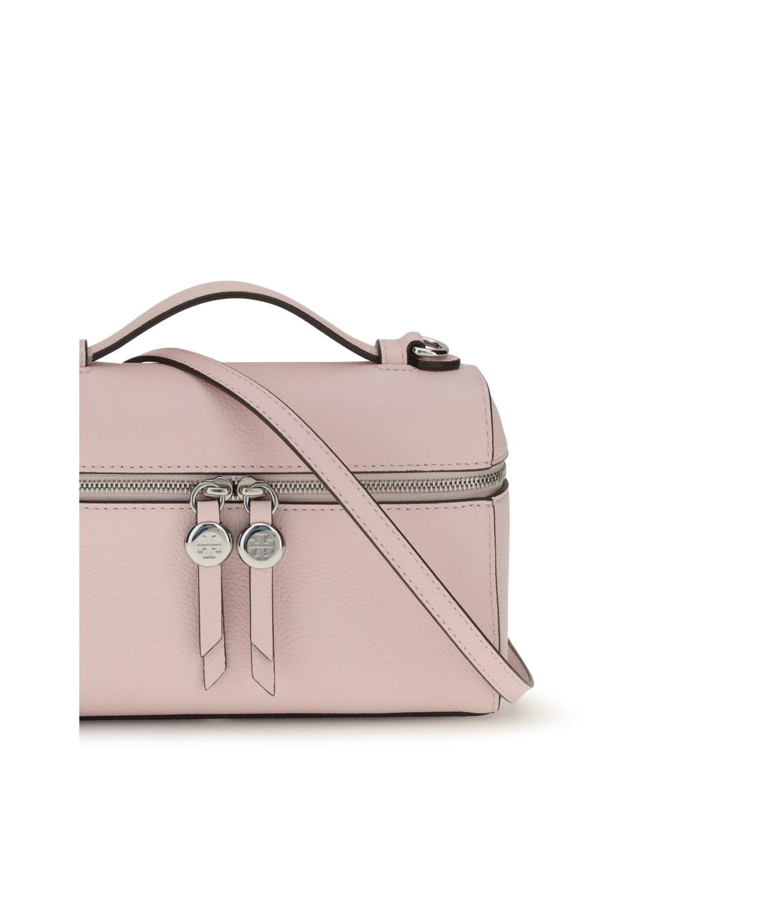 TORY BURCH Розовая кожаная сумка с короткими ручками, фото 4
