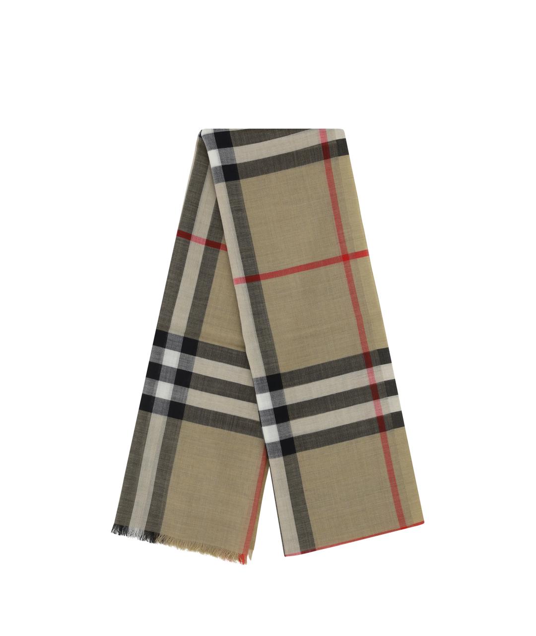 BURBERRY Бежевый шелковый шарф, фото 2