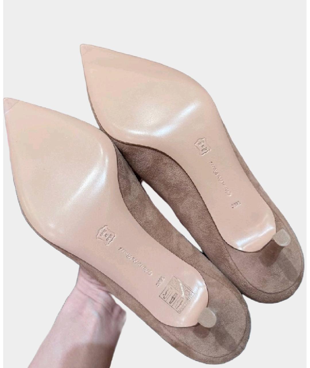 GIANVITO ROSSI Бежевые замшевые туфли, фото 4