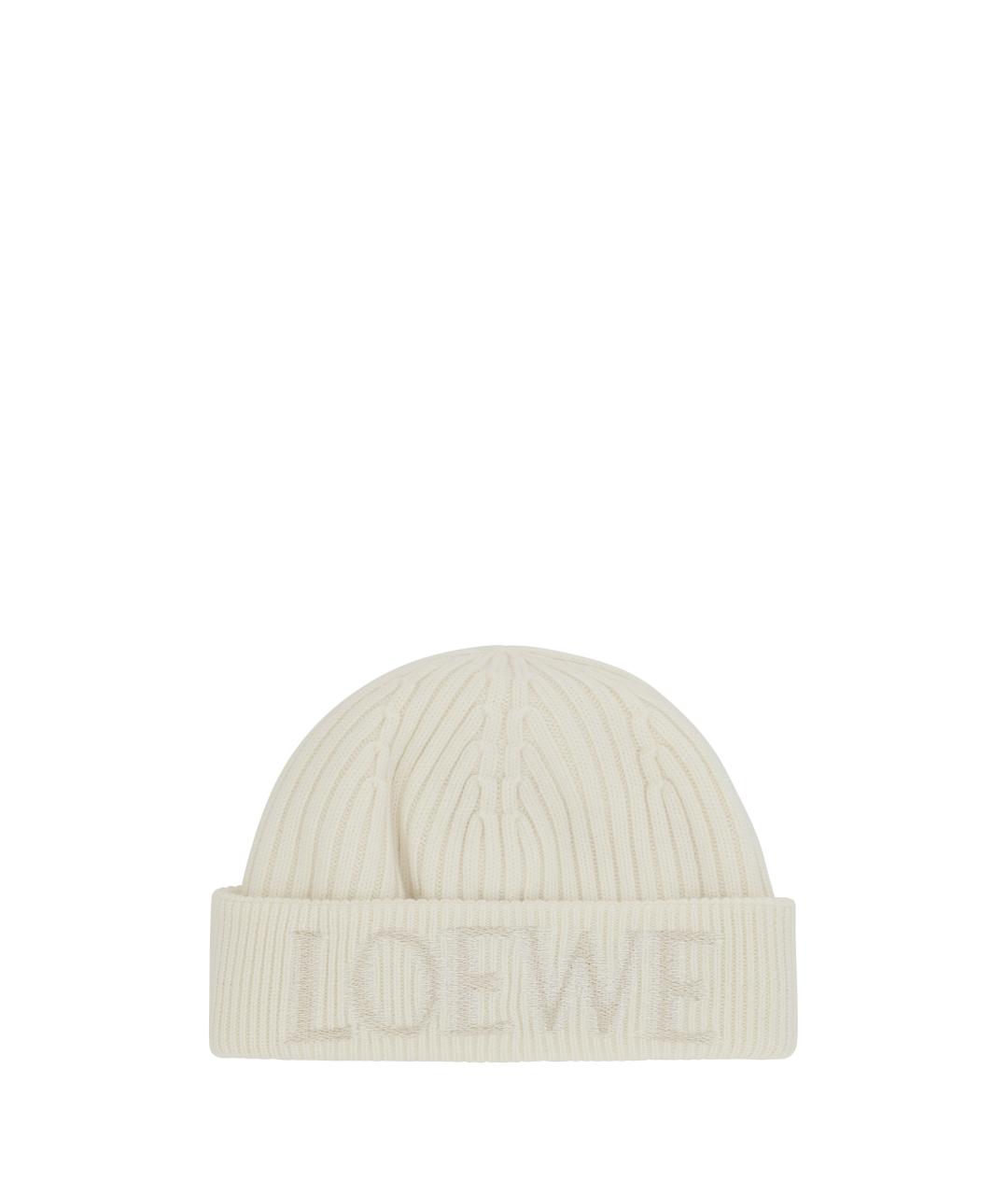 LOEWE Белая шерстяная шапка, фото 1