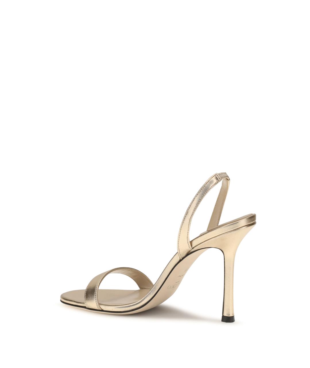 JIMMY CHOO Золотые кожаные босоножки, фото 3
