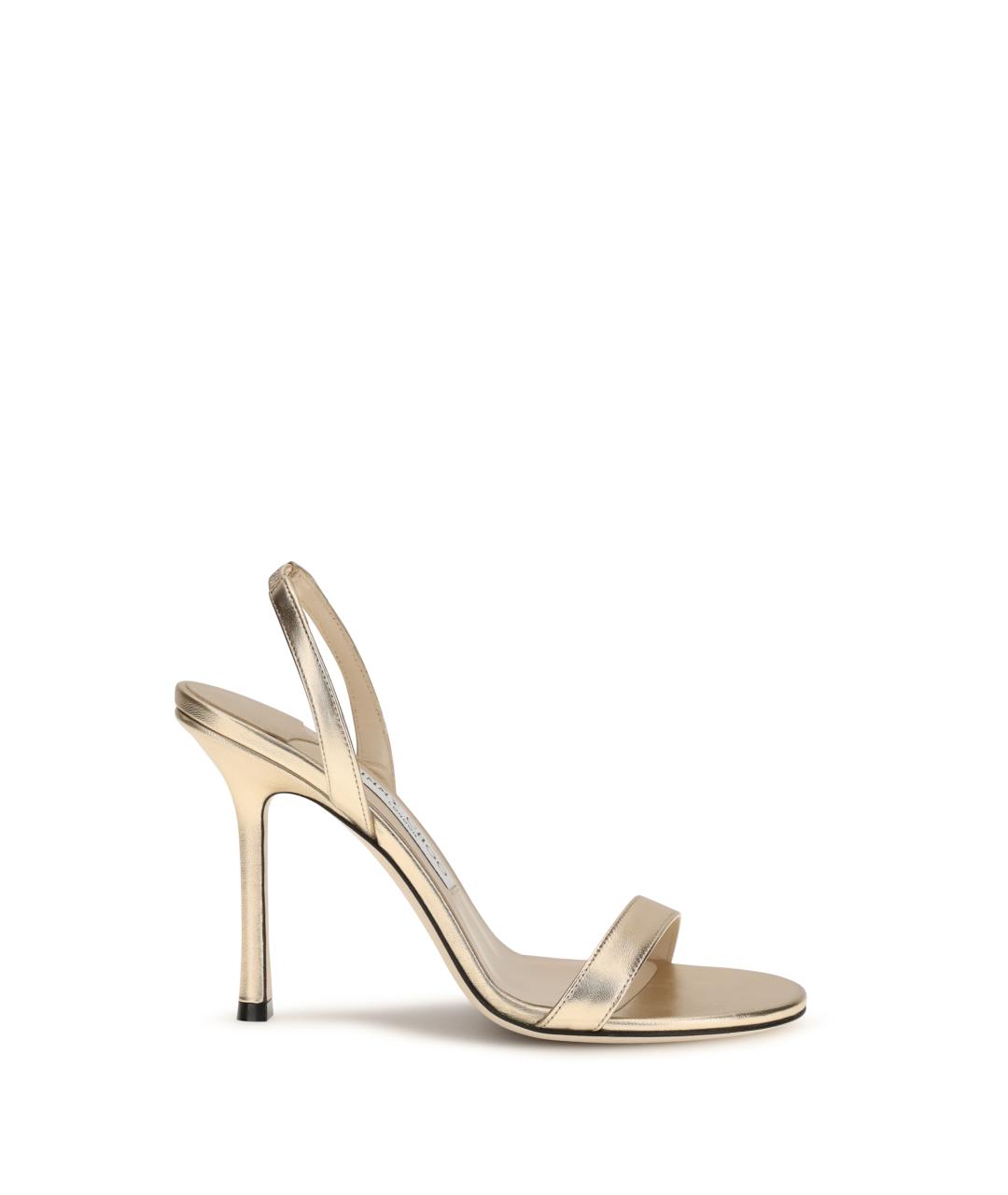 JIMMY CHOO Золотые кожаные босоножки, фото 1