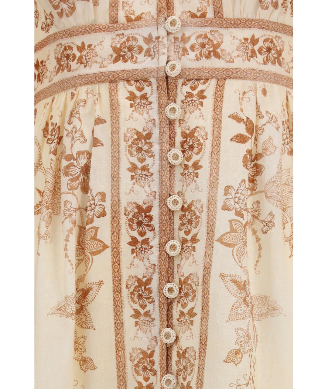 ZIMMERMANN Бежевое льняное повседневное платье, фото 3