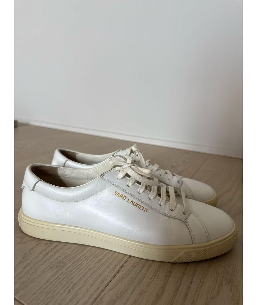 SAINT LAURENT Белые кожаные кеды, фото 5