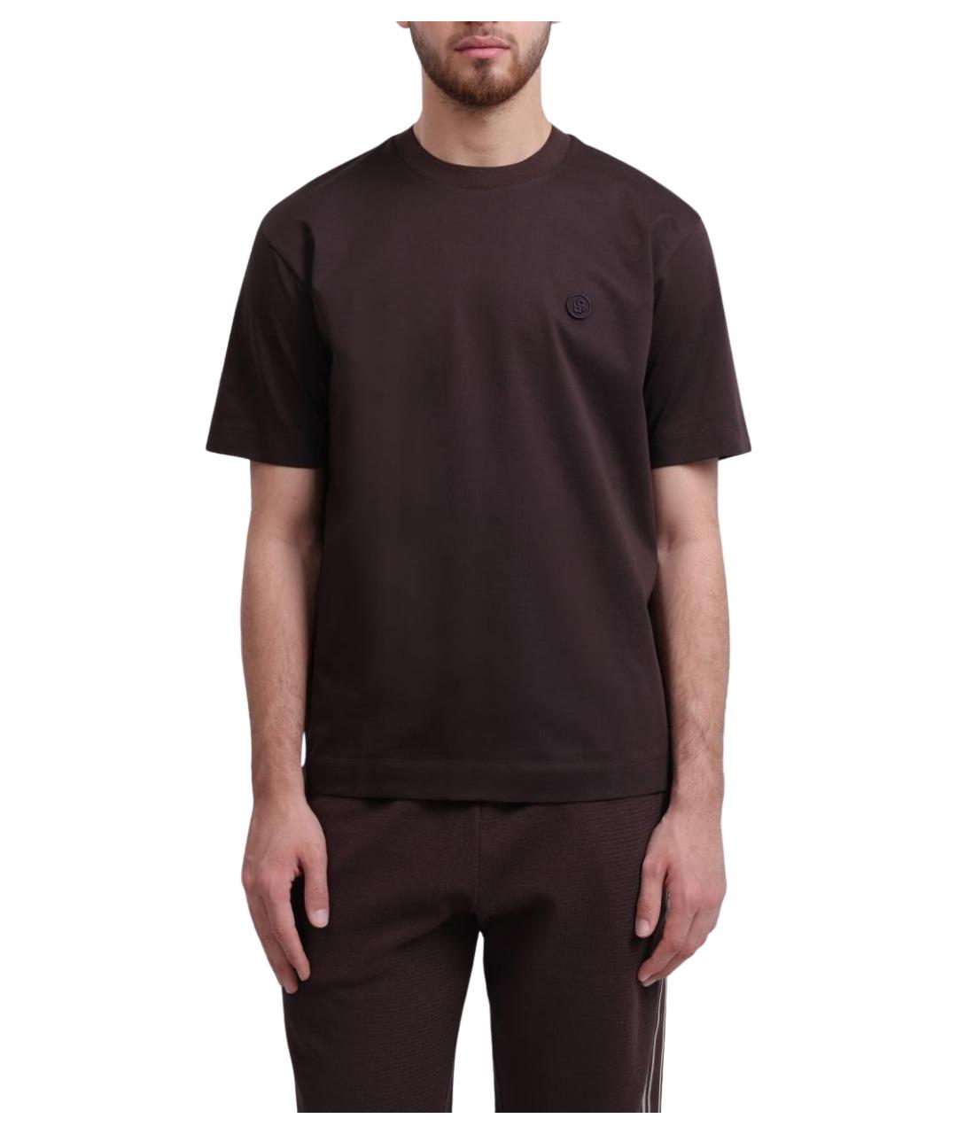 HUGO BOSS Коричневая хлопковая футболка, фото 1
