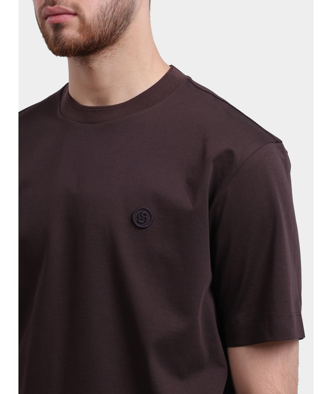 HUGO BOSS Коричневая хлопковая футболка, фото 3