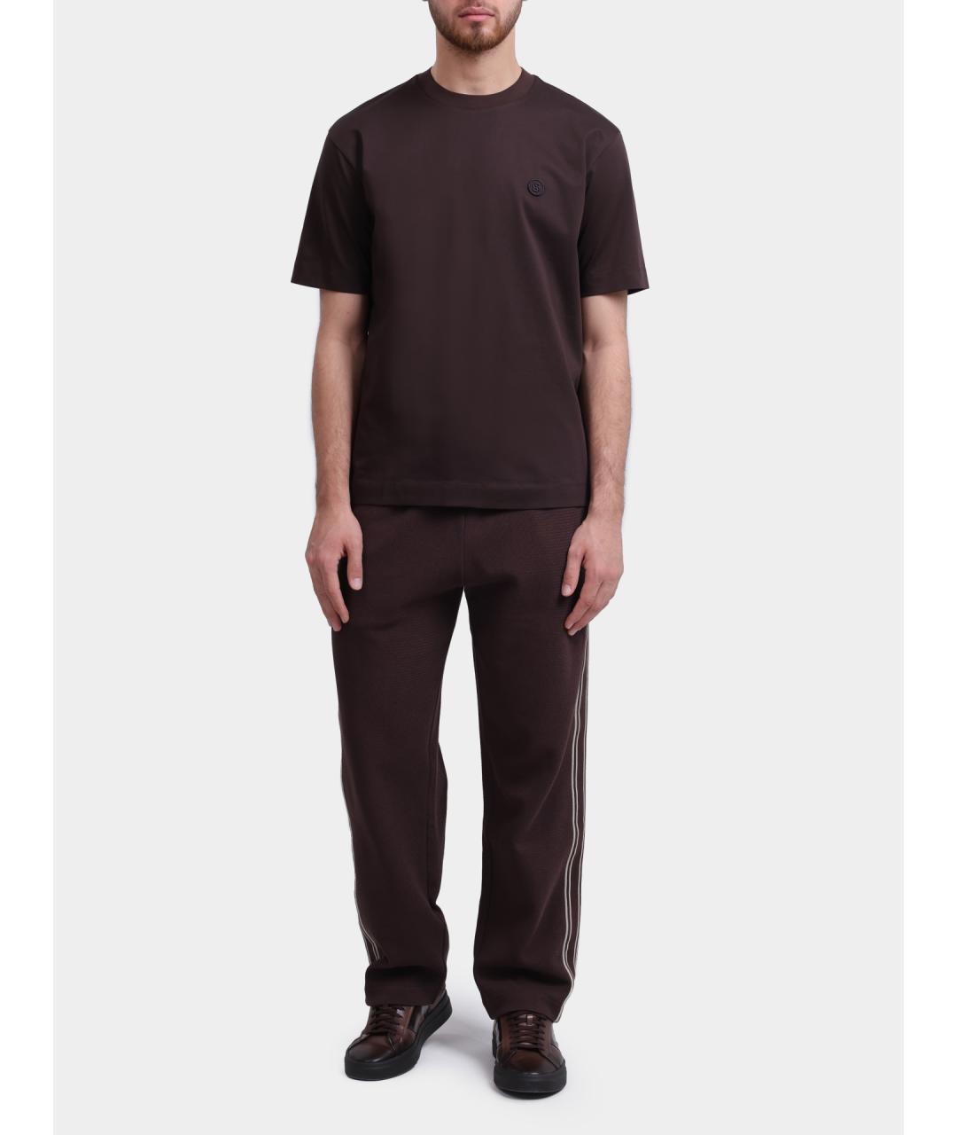 HUGO BOSS Коричневая хлопковая футболка, фото 2