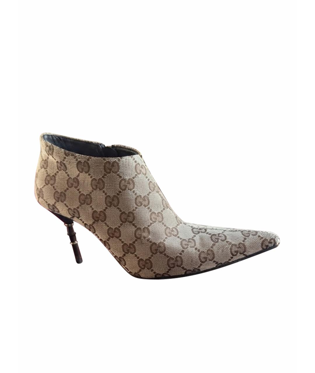 GUCCI Коричневые текстильные ботильоны, фото 1
